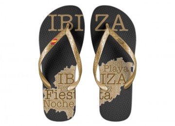 Ibiza Flip-Flops black/gold for women