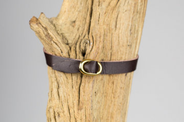 Ibiza Gold Name 21 mm with brown leather band