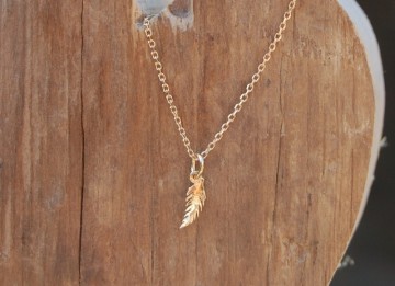 Small Feather 10mm gold plated