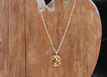 Heart with zirconia 10mm gold plated