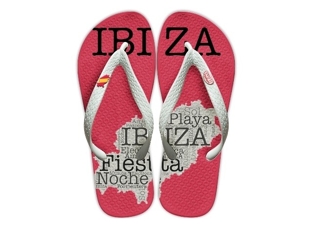 red and white flip flops